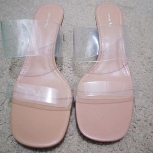 Clear belt 5cm heeled sandals